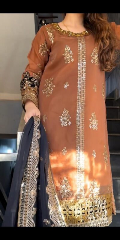 ST 1161 Orange Nylon Twil Net Salwar Suit with Embroidery Work. Available at ₹2149 only. Delivery 4-6 Working Days. Shop now. | Jump Suits, Straight Suits, Casual Suits, Creative suits, Designer Suits, Palazzo Suits, Party Wear Suits, Patiala Suits, Salwar suit