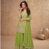 FC 7518 Parrot Green Chinon Salwar Suit Perfect for Wedding, Party, Diwali, Durga Puja, Temple Visit – . Festive Deal ₹3099. Delivery 4-6 Working Days. | Jump Suits, Straight Suits, Tops & Bottoms, Track Suits, Trendy Wear, Casual Suits, Creative suits, Designer Suits, Palazzo Suits, Party Wear Suits, Patiala Suits, Salwar suit