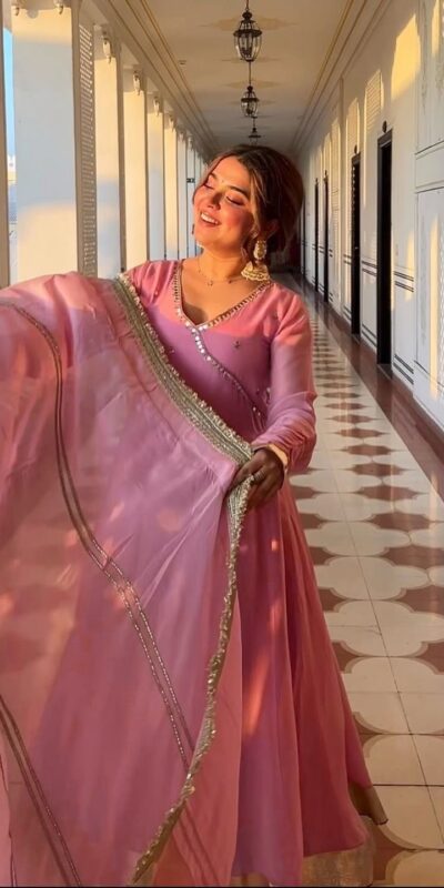 NF 1265 Pink Tabby Organza Anarkali Suit Perfect for Wedding, Party, Reception, Sangeet, Traditional Day – . Grab it for ₹2449. Delivery 4-6 Working Days | Anarkali Suits, Bollywood Anarkali, Creative-Anarkali, Designer Anarkali, Embroidered Anarkali, Party Wear Anarkali