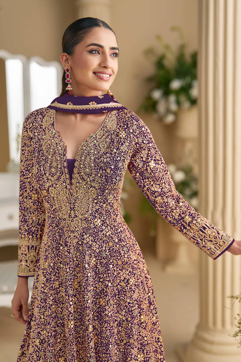 FC 5807 Purple Color Georgette Thread Sequence Work Salwar Suit . Introductory Price ₹3649. Delivery 4-6 Working Days. Shop now. | Jump Suits, Straight Suits, Casual Suits, Creative suits, Designer Suits, Palazzo Suits, Party Wear Suits, Patiala Suits, Salwar suit