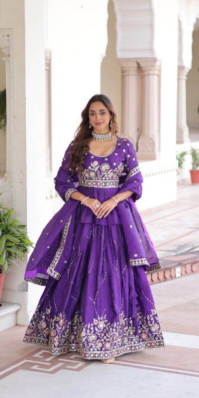 KA 5059 Purple in Gold Crush. Embroidery Work & Zari Work Lehenga Choli Available at ₹2999 only. Delivery 4-6 Working Days. Shop now. | Bollywood Lehenga, Creative Lehenga, Designer Lehenga, Embroidered Lehenga, Lehenga, Party Wear Lehenga