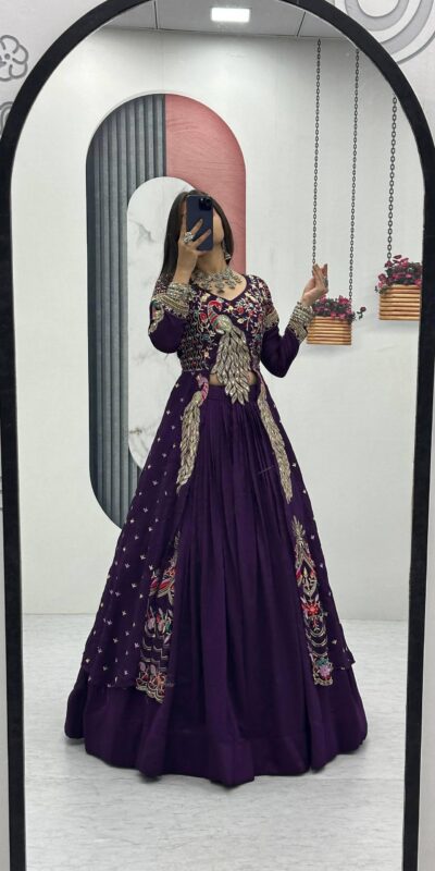 PC 528 Purple Color Vichitra Sequence Work Lehenga Choli Designer Work. Grab it for ₹2649. Delivery 4-6 Working Days. Shop now. | Bollywood Lehenga, Creative Lehenga, Designer Lehenga, Embroidered Lehenga, Lehenga, Party Wear Lehenga