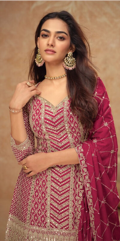 FC 7518 Red Chinon Salwar Suit Perfect for Wedding, Party, Diwali, Durga Puja, Temple Visit – . Festive Deal ₹3099. Delivery 4-6 Working Days. | Jump Suits, Straight Suits, Tops & Bottoms, Track Suits, Trendy Wear, Casual Suits, Creative suits, Designer Suits, Palazzo Suits, Party Wear Suits, Patiala Suits, Salwar suit