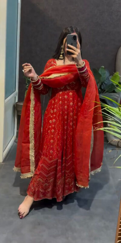 KD 1570 Red Faux Georgette Sequence Work Gown Gown. Wedding, Party, Festive, Events Grab it for ₹2599. Delivery 4-6 Working Days. Shop now. | Bollywood Gowns, Creative Gowns, Designer Gowns, Embroidered Gowns, Gowns, Party Wear Gowns
