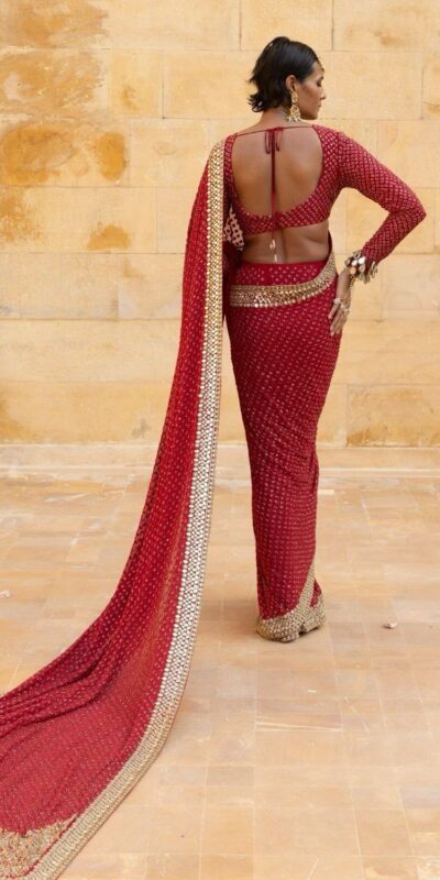 BD 1811 Red in Faux Georgette Mirror Work & Embroidery Work Saree . Exclusive Offer ₹2049. Delivery 4-6 Working Days. Shop now. | Bollywood Sarees, Creative Sarees, Designer Sarees, Embroidered Sarees, Ethnic Saree, Modern Digital sarees, Party Wear Sarees, Sarees