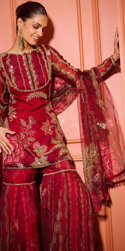 LG 2066 Red Soft Organza Salwar Suit with Embroidery Work & Mirror Work. Best Price ₹2499. Delivery 4-6 Working Days. Shop now. | Jump Suits, Straight Suits, Casual Suits, Creative suits, Designer Suits, Palazzo Suits, Party Wear Suits, Patiala Suits, Salwar suit