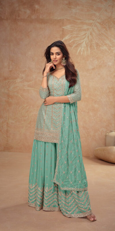 FC 7518 Sea Green Chinon Salwar Suit Perfect for Wedding, Party, Diwali, Durga Puja, Temple Visit – . Festive Deal ₹3099. Delivery 4-6 Working Days. | Jump Suits, Straight Suits, Tops & Bottoms, Track Suits, Trendy Wear, Casual Suits, Creative suits, Designer Suits, Palazzo Suits, Party Wear Suits, Patiala Suits, Salwar suit