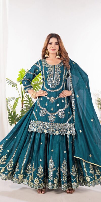 ND 5033 Teal Chinon Silk Salwar Suit with Embroidery Work & Lace Work. Affordable Price ₹2149. Delivery 4-6 Working Days. Shop now. | Jump Suits, Straight Suits, Casual Suits, Creative suits, Designer Suits, Palazzo Suits, Party Wear Suits, Patiala Suits, Salwar suit