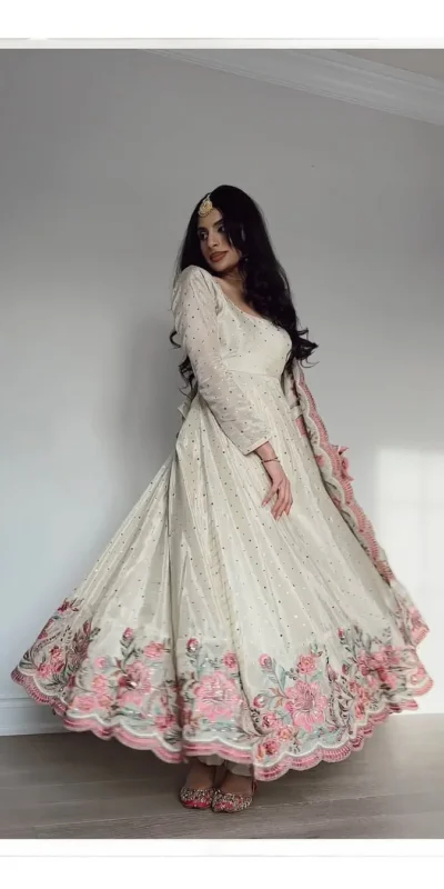 RTC 5873 White Color Chinon Silk Salwar Suit with Designer Work. Exclusive Offer ₹2449. Delivery 4-6 Working Days. Shop now. | Jump Suits, Straight Suits, Casual Suits, Creative suits, Designer Suits, Palazzo Suits, Party Wear Suits, Patiala Suits, Salwar suit
