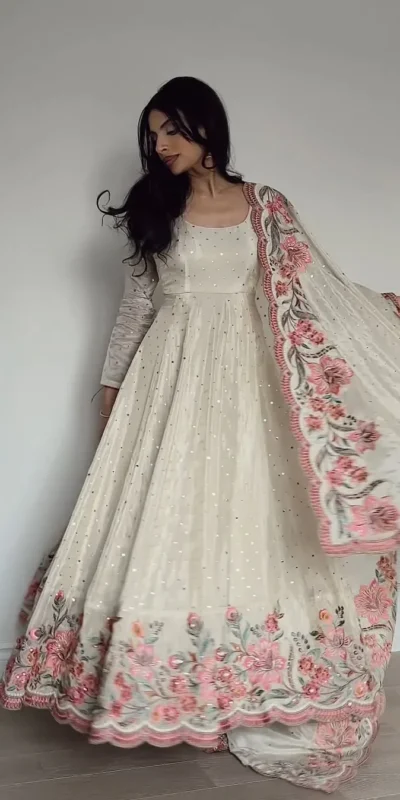 RTC 5873 White Color Chinon Silk Salwar Suit with Designer Work. Exclusive Offer ₹2449. Delivery 4-6 Working Days. Shop now. | Jump Suits, Straight Suits, Casual Suits, Creative suits, Designer Suits, Palazzo Suits, Party Wear Suits, Patiala Suits, Salwar suit