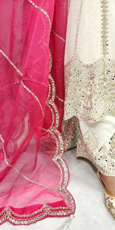 KD 1521 White Faux Georgette Salwar Suit Perfect for Wedding, Party, Pooja, Reception, Engagement – . Introductory Price ₹2099. Delivery 4-6 Working D | Jump Suits, Straight Suits, Casual Suits, Creative suits, Designer Suits, Palazzo Suits, Party Wear Suits, Patiala Suits, Salwar suit