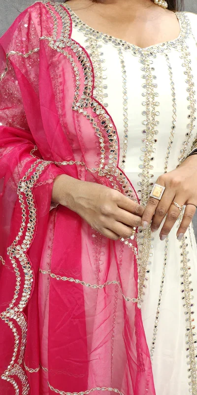 KD 1521 White Faux Georgette Salwar Suit Perfect for Wedding, Party, Pooja, Reception, Engagement – . Introductory Price ₹2099. Delivery 4-6 Working D | Jump Suits, Straight Suits, Casual Suits, Creative suits, Designer Suits, Palazzo Suits, Party Wear Suits, Patiala Suits, Salwar suit