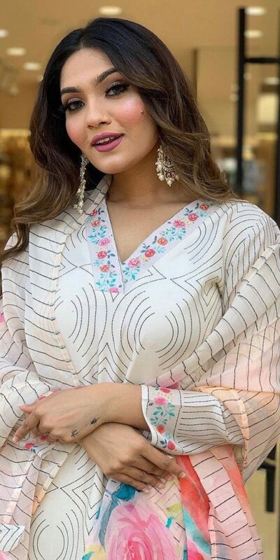 DC G21 White in Maslin Digital Print Salwar Suit . Wedding, Party, Festive, Events, Introductory Price ₹1699. Delivery 4-6 Working Days. Shop now. | Jump Suits, Straight Suits, Casual Suits, Creative suits, Designer Suits, Palazzo Suits, Party Wear Suits, Patiala Suits, Salwar suit