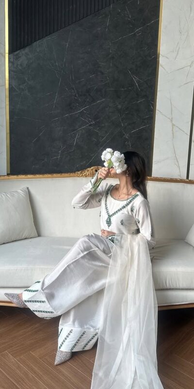 LG 1690 White Natural Crap Salwar Suit with Embroidery Work & Mirror Work. Special Price ₹1799. Delivery 4-6 Working Days. Shop now. | Jump Suits, Straight Suits, Tops & Bottoms, Track Suits, Trendy Wear, Casual Suits, Creative suits, Designer Suits, Palazzo Suits, Party Wear Suits, Patiala Suits, Salwar suit