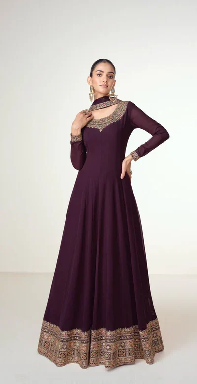 FC 10128 Wine Color Blooming Georgette Embroidery Work Salwar Suit . Introductory Price ₹3449. Delivery 4-6 Working Days. Shop now. | Jump Suits, Straight Suits, Casual Suits, Creative suits, Designer Suits, Palazzo Suits, Party Wear Suits, Patiala Suits, Salwar suit