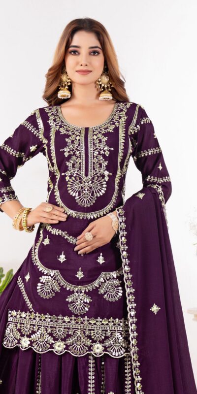 ND 5033 Wine Chinon Silk Salwar Suit with Embroidery Work & Lace Work. Affordable Price ₹2149. Delivery 4-6 Working Days. Shop now. | Jump Suits, Straight Suits, Casual Suits, Creative suits, Designer Suits, Palazzo Suits, Party Wear Suits, Patiala Suits, Salwar suit
