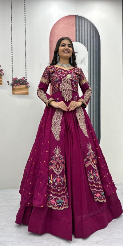 PC 528 Wine Color Vichitra Sequence Work Lehenga Choli Designer Work. Grab it for ₹2649. Delivery 4-6 Working Days. Shop now. | Bollywood Lehenga, Creative Lehenga, Designer Lehenga, Embroidered Lehenga, Lehenga, Party Wear Lehenga