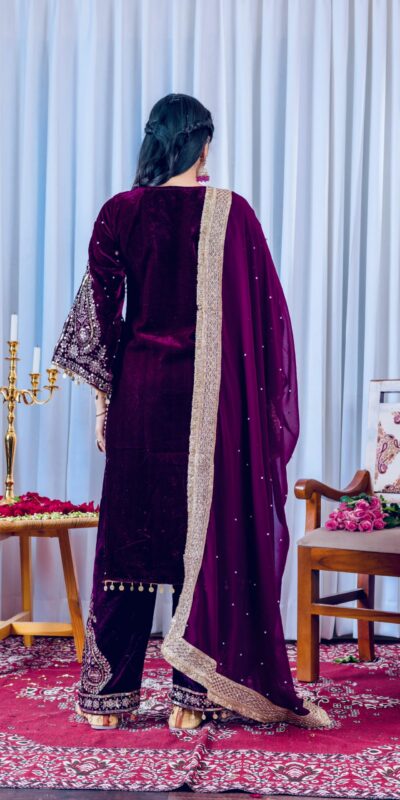 AD 134 Wine Color Heavy Pure Viscose Velvet Embroidery Sharara Suit Wedding, Party, Festive, Events Etc. Expected Delivery 4-6 Working Days @2099/- | Jump Suits, Straight Suits, Casual Suits, Creative suits, Designer Suits, Palazzo Suits, Party Wear Suits, Patiala Suits, Salwar suit