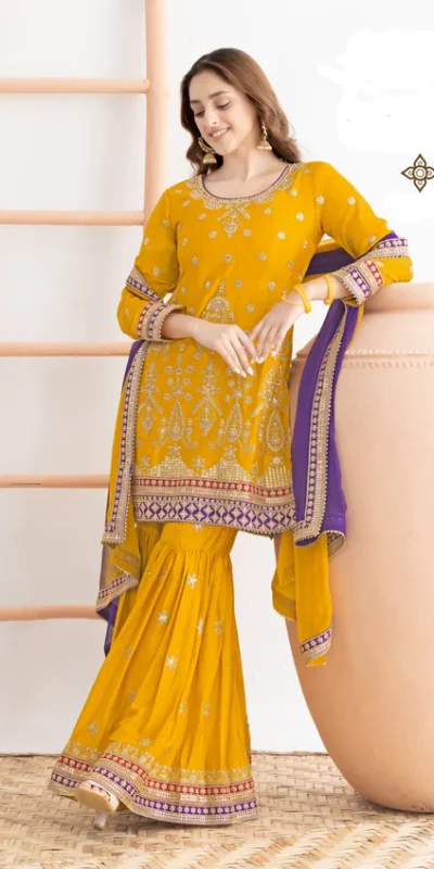 FC 726 Yellow Chinon Salwar Suit Perfect for Wedding, Party, Ethnic Day, Makar Sankranti, Cultural Events – . Best Price ₹3049. Delivery 4-6 Working | Jump Suits, Straight Suits, Casual Suits, Creative suits, Designer Suits, Palazzo Suits, Party Wear Suits, Patiala Suits, Salwar suit