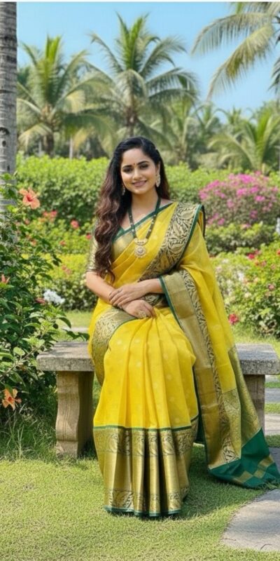 KPR 225 Yellow in Soft Lichi Silk Lace Work & Lace Border Saree . Special Price ₹1449. Delivery 4-6 Working Days. Shop now. | Bollywood Sarees, Creative Sarees, Designer Sarees, Embroidered Sarees, Ethnic Saree, Modern Digital sarees, Party Wear Sarees, Sarees
