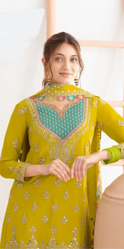 WW G 6000 Green Viscous Chinon Salwar Suit with Lace Work & Embroidery Work. Exclusive Offer ₹2499. Delivery 4-6 Working Days. Shop now. | Jump Suits, Straight Suits, Casual Suits, Creative suits, Designer Suits, Palazzo Suits, Party Wear Suits, Patiala Suits, Salwar suit