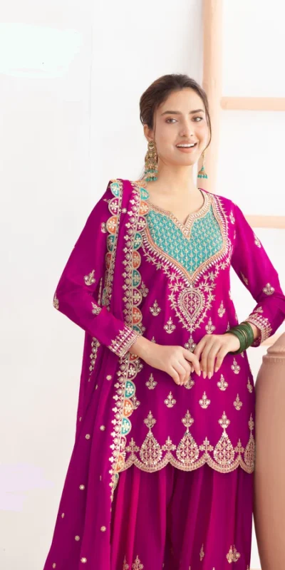 WW G 6000 Rani Pink Viscous Chinon Salwar Suit with Lace Work & Embroidery Work. Exclusive Offer ₹2499. Delivery 4-6 Working Days. Shop now. | Jump Suits, Straight Suits, Casual Suits, Creative suits, Designer Suits, Palazzo Suits, Party Wear Suits, Patiala Suits, Salwar suit