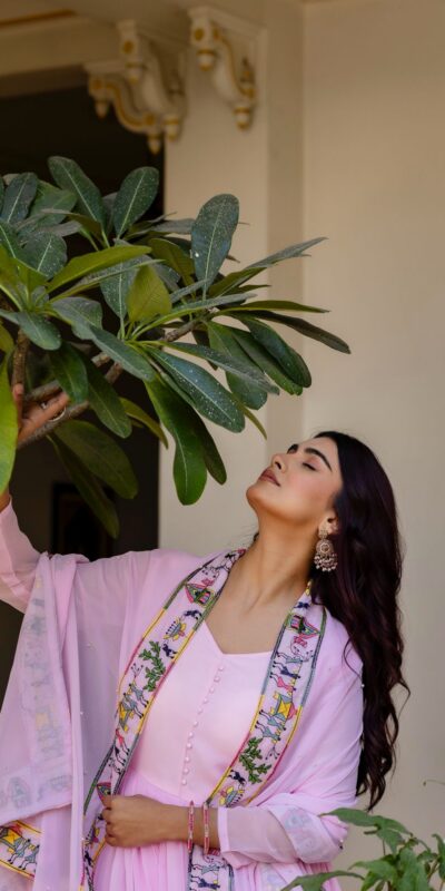 RR 41 Pink Faux Georgette Gown Perfect for Wedding, Party, Makar Sankranti, Karwa Chauth, Ethnic Day – . Now at just ₹2599. Delivery 4-6 Working D | Bollywood Gowns, Creative Gowns, Designer Gowns, Embroidered Gowns, Gowns, Party Wear Gowns