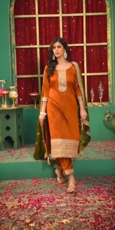 DC 96 Orange Color Chinon Silk Salwar Suit with Embroidery Work. Online Get it for ₹2149. Delivery 4-6 Working Days. Shop now. | Jump Suits, Straight Suits, Casual Suits, Creative suits, Designer Suits, Palazzo Suits, Party Wear Suits, Patiala Suits, Salwar suit