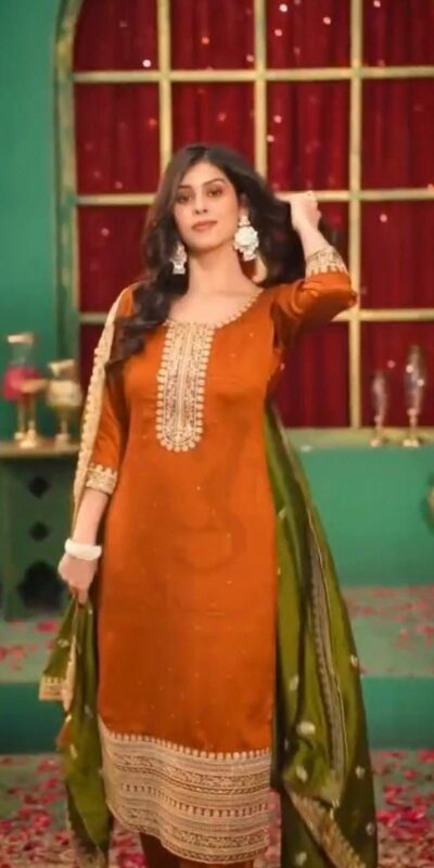 DC 96 Orange Color Chinon Silk Salwar Suit with Embroidery Work. Online Get it for ₹2149. Delivery 4-6 Working Days. Shop now. | Jump Suits, Straight Suits, Casual Suits, Creative suits, Designer Suits, Palazzo Suits, Party Wear Suits, Patiala Suits, Salwar suit