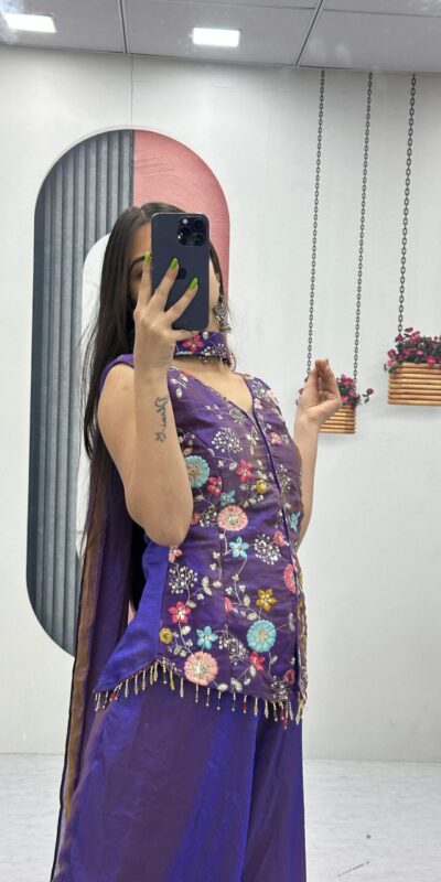 PC 551 Purple Tissue Simmer Salwar Suit with Embroidery Work. Affordable Price ₹2549. Delivery 4-6 Working Days. Shop now. | Jump Suits, Straight Suits, Casual Suits, Creative suits, Designer Suits, Palazzo Suits, Party Wear Suits, Patiala Suits, Salwar suit