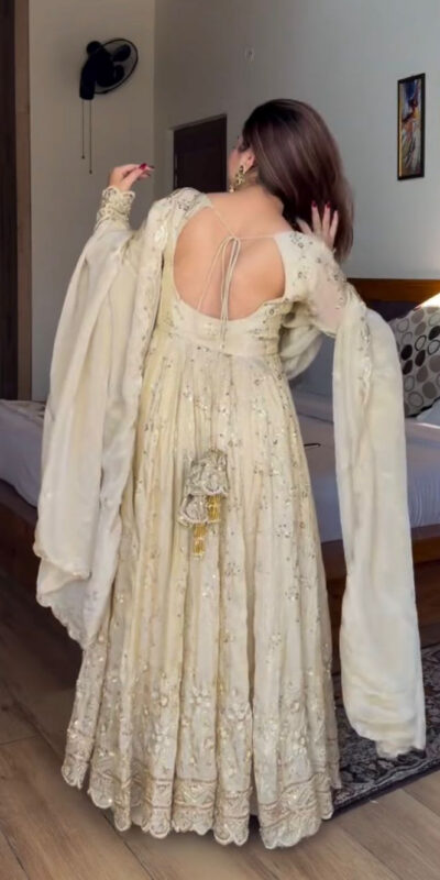 WW 1253 Cream Color Chinon Silk Sequence Lace Work Gown. Online Affordable Price ₹2549. Delivery 4-6 Working Days. Shop now. | Bollywood Gowns, Creative Gowns, Designer Gowns, Embroidered Gowns, Gowns, Party Wear Gowns