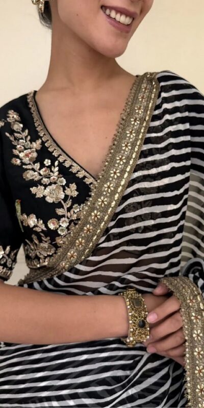 NC 5553 Black Faux Georgette Saree Perfect for Wedding, Party, Bridal Wear, Baisakhi, Raksha Bandhan –. Introductory Price ₹1899. Delivery 4-6 Workin | Bollywood Sarees, Creative Sarees, Designer Sarees, Embroidered Sarees, Ethnic Saree, Modern Digital sarees, Party Wear Sarees, Sarees