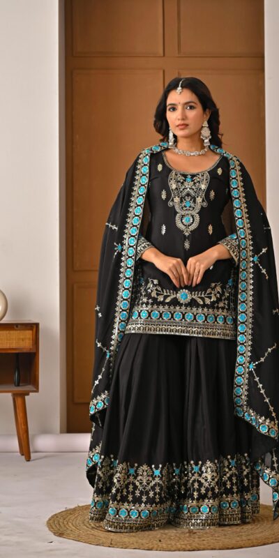 ND 5057 Black NC Vichitra Silk Salwar Suit with Embroidery Work. Special Price ₹2599. Delivery 4-6 Working Days. Shop now. | Jump Suits, Straight Suits, Casual Suits, Creative suits, Designer Suits, Palazzo Suits, Party Wear Suits, Patiala Suits, Salwar suit