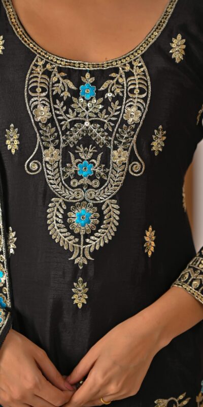 ND 5057 Black NC Vichitra Silk Salwar Suit with Embroidery Work. Special Price ₹2599. Delivery 4-6 Working Days. Shop now. | Jump Suits, Straight Suits, Casual Suits, Creative suits, Designer Suits, Palazzo Suits, Party Wear Suits, Patiala Suits, Salwar suit