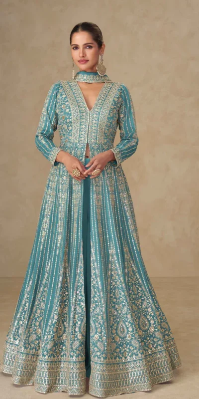 FC 10355 Blue Chinon Silk Salwar Suit with Embroidery Work & Lace Work. Affordable Price ₹3699. Delivery 4-6 Working Days. Shop now. | Jump Suits, Straight Suits, Casual Suits, Creative suits, Designer Suits, Palazzo Suits, Party Wear Suits, Patiala Suits, Salwar suit