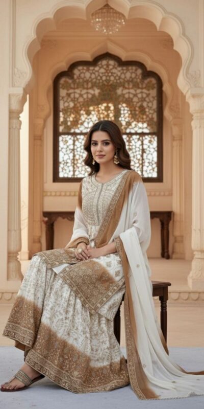 AD 224 Brown Color Dual Tone Star Georgette Salwar Suit with Embroidery Work. Affordable Price ₹2399. Delivery 4-6 Working Days. Shop now. | Jump Suits, Straight Suits, Casual Suits, Creative suits, Designer Suits, Palazzo Suits, Party Wear Suits, Patiala Suits, Salwar suit