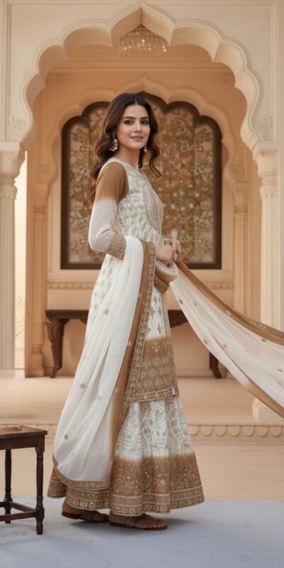 AD 224 Brown Color Dual Tone Star Georgette Salwar Suit with Embroidery Work. Affordable Price ₹2399. Delivery 4-6 Working Days. Shop now. | Jump Suits, Straight Suits, Casual Suits, Creative suits, Designer Suits, Palazzo Suits, Party Wear Suits, Patiala Suits, Salwar suit