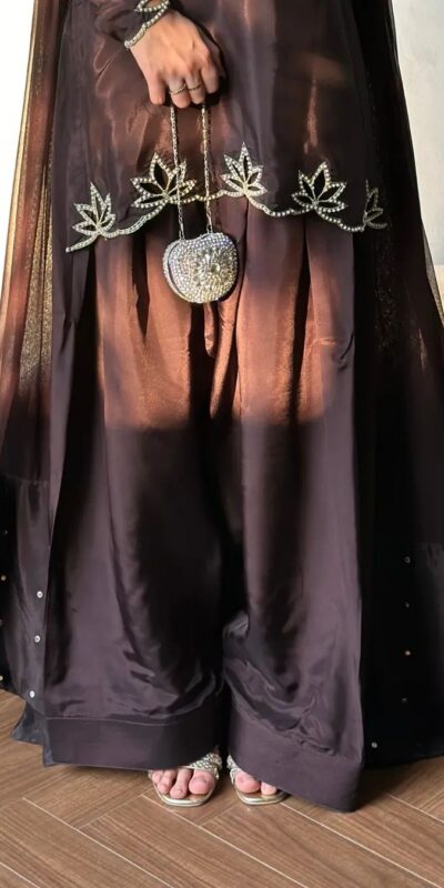 NF 1270 Brown Natural Crep Salwar Suit Brown with Embroidery Work. Exclusive Offer ₹1899. Delivery 4-6 Working Days. Shop now. | Jump Suits, Straight Suits, Casual Suits, Creative suits, Designer Suits, Palazzo Suits, Party Wear Suits, Patiala Suits, Salwar suit