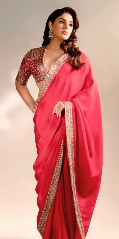 NC 5514 Red Soft Rangoli Silk Saree with Embroidery Work & Lace Work. Special Price ₹1949. Delivery 4-6 Working Days. Shop now. | Bollywood Sarees, Creative Sarees, Designer Sarees, Embroidered Sarees, Ethnic Saree, Modern Digital sarees, Party Wear Sarees, Sarees