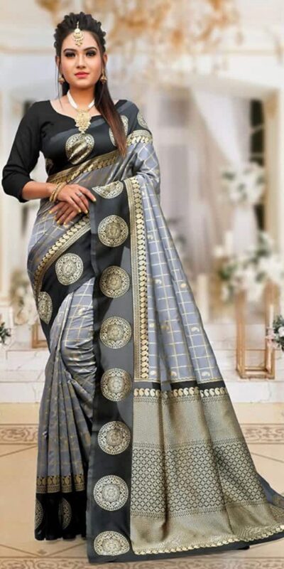 KPR 080 Grey Color Soft Lichi Silk Saree with Lace Border & Lace Work. Best Price ₹1449. Delivery 4-6 Working Days. Shop now. | Bollywood Sarees, Creative Sarees, Designer Sarees, Embroidered Sarees, Ethnic Saree, Modern Digital sarees, Party Wear Sarees, Sarees