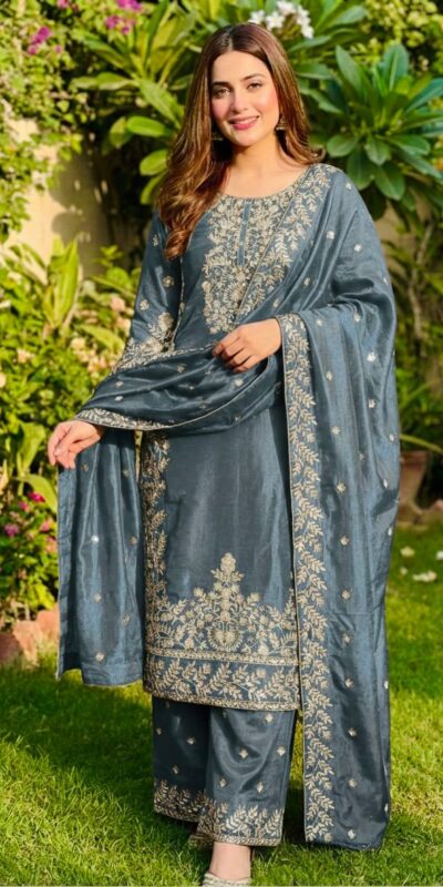 SRK 5316 Grey Organza Silk Salwar Suit Perfect for Wedding, Party, Makar Sankranti, Eid, Durga Puja – . Affordable Price ₹2149. Delivery 4-6 Workin | Jump Suits, Straight Suits, Casual Suits, Creative suits, Designer Suits, Palazzo Suits, Party Wear Suits, Patiala Suits, Salwar suit