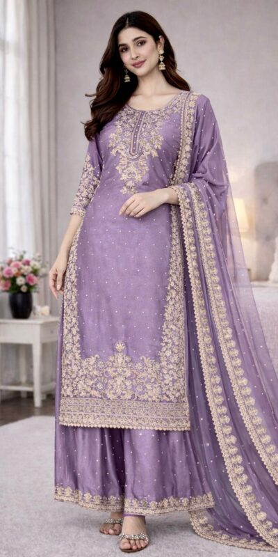 SSR 535 Lavender in Organza Silk Embroidery Work Salwar Suit . Available at ₹2399 only. Delivery 4-6 Working Days. Shop now. | Jump Suits, Straight Suits, Casual Suits, Creative suits, Designer Suits, Palazzo Suits, Party Wear Suits, Patiala Suits, Salwar suit