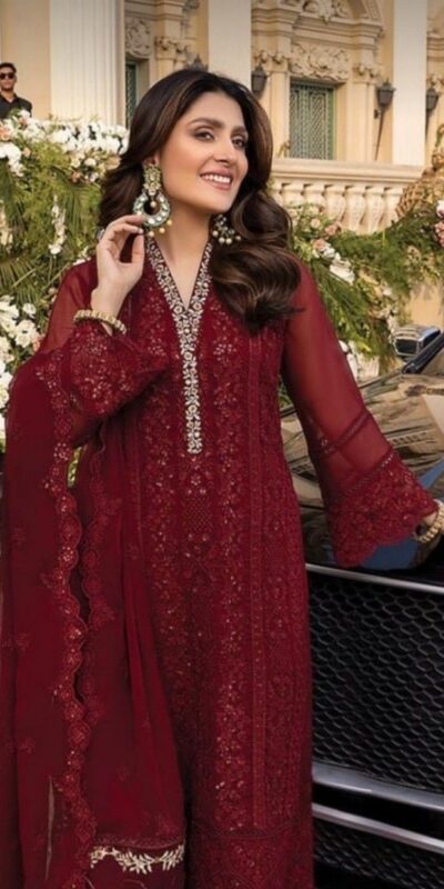 JF 001 Maroon Faux Georgette Salwar Suit. Perfect for Wedding, Party, Ganesh Chaturthi, Baisakhi, Bridal Wear – Exclusive Offer ₹2099. Delivery 4-6 | Jump Suits, Straight Suits, Casual Suits, Creative suits, Designer Suits, Palazzo Suits, Party Wear Suits, Patiala Suits, Salwar suit