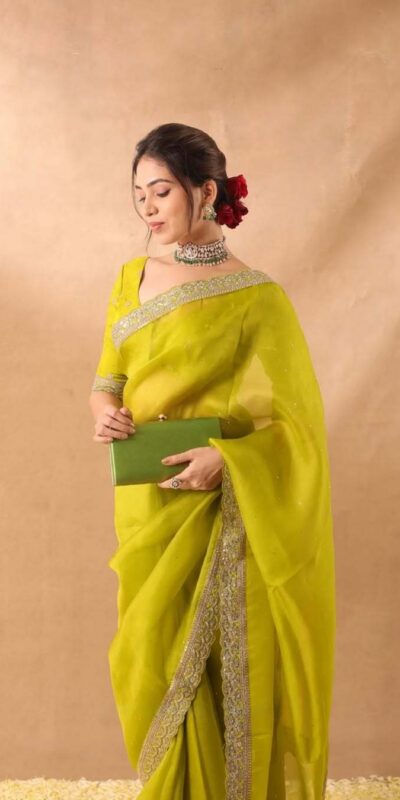 JR 652 Mehendi in Organza Silk Embroidery Work & Sequins Work Saree . Now at just ₹1849. Delivery 4-6 Working Days. Shop now. | Bollywood Sarees, Creative Sarees, Designer Sarees, Embroidered Sarees, Ethnic Saree, Modern Digital sarees, Party Wear Sarees, Sarees