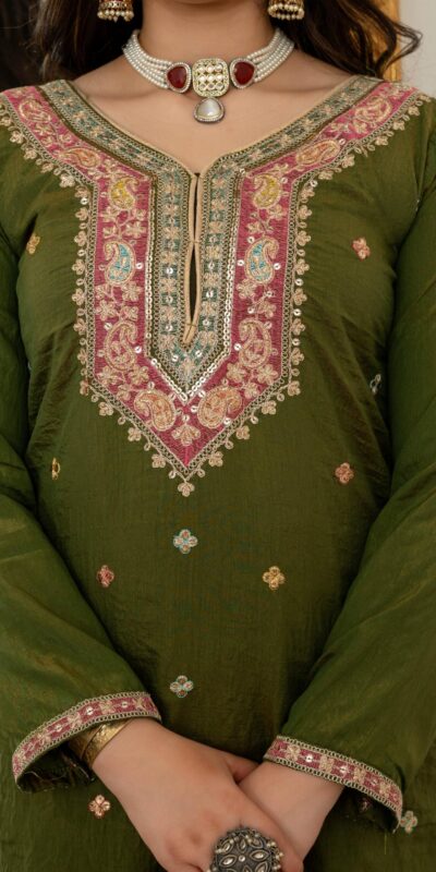 WW 6007 Mehendi Vichitra Silk Salwar Suit with Embroidery Work. Wedding, Party, Festive, Events, Grab it for ₹2599. Delivery 4-6 Working Days. Shop now. | Jump Suits, Straight Suits, Casual Suits, Creative suits, Designer Suits, Palazzo Suits, Party Wear Suits, Patiala Suits, Salwar suit