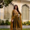 RR 38 Mustered Fendy Satin Gown Perfect for Wedding, Party, Pongal, Makar Sankranti, Ganesh Chaturthi – . Available at ₹2649 only. Delivery 4-6 Wor | Bollywood Gowns, Creative Gowns, Designer Gowns, Embroidered Gowns, Gowns, Party Wear Gowns
