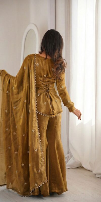 ZSR 3159 Mustered Fendy Silk Salwar Suitwith Embroidery Work & Lace Work. Now at just ₹2049. Delivery 4-6 Working Days. Shop now. | Jump Suits, Straight Suits, Casual Suits, Creative suits, Designer Suits, Palazzo Suits, Party Wear Suits, Patiala Suits, Salwar suit