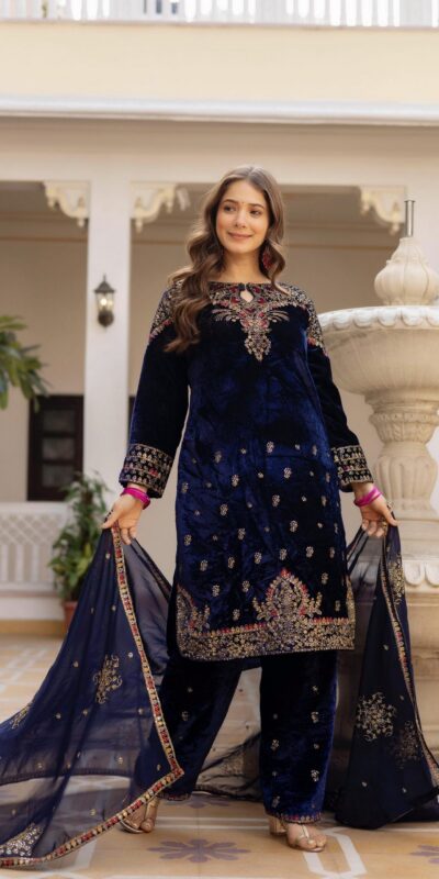 ST 1164 Navy Blue 9000 Velvet Salwar Suit Perfect for Wedding, Party, Family Gatherings, Ethnic Day, Holi – . Best Price ₹2149. Delivery 4-6 Working Days. | Jump Suits, Straight Suits, Casual Suits, Creative suits, Designer Suits, Palazzo Suits, Party Wear Suits, Patiala Suits, Salwar suit