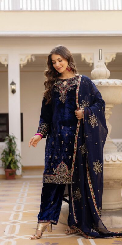 ST 1164 Navy Blue 9000 Velvet Salwar Suit Perfect for Wedding, Party, Family Gatherings, Ethnic Day, Holi – . Best Price ₹2149. Delivery 4-6 Working Days. | Jump Suits, Straight Suits, Casual Suits, Creative suits, Designer Suits, Palazzo Suits, Party Wear Suits, Patiala Suits, Salwar suit