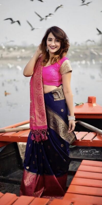 KPR 088 Navy Blue Color Soft Lichi Silk Saree with Lace Border & Lace Work. Best Price ₹1449. Delivery 4-6 Working Days. Shop now. | Bollywood Sarees, Creative Sarees, Designer Sarees, Embroidered Sarees, Ethnic Saree, Modern Digital sarees, Party Wear Sarees, Sarees